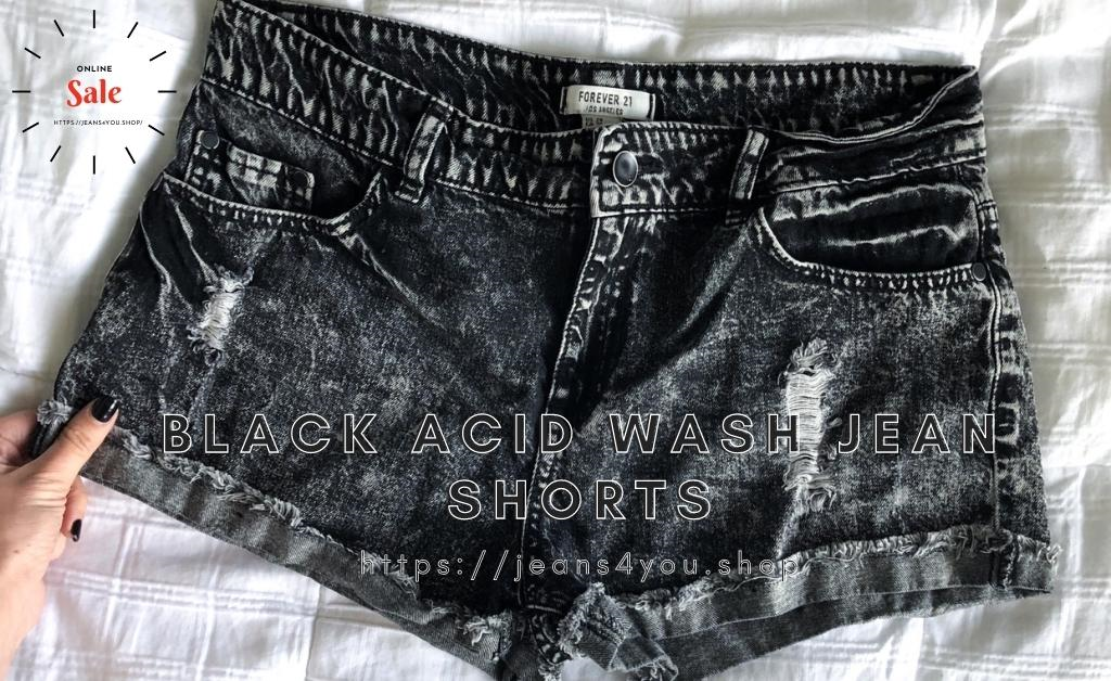 Black Acid Wash Jean Shorts